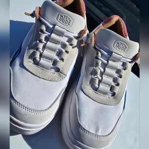 Hey Dude Women's White and Gray Sneakers